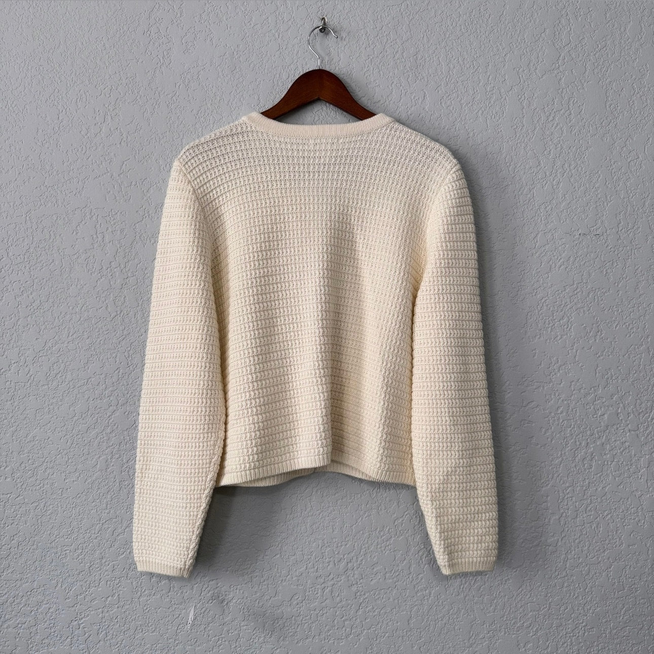 nine west long sleeve textured button-front cardigan