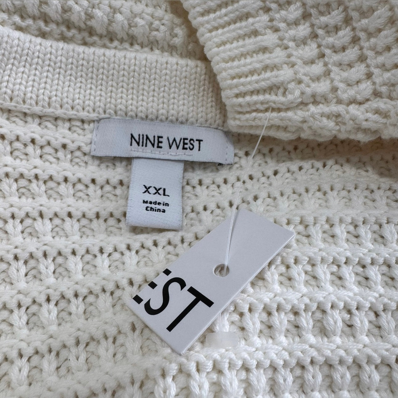 nine west long sleeve textured button-front cardigan