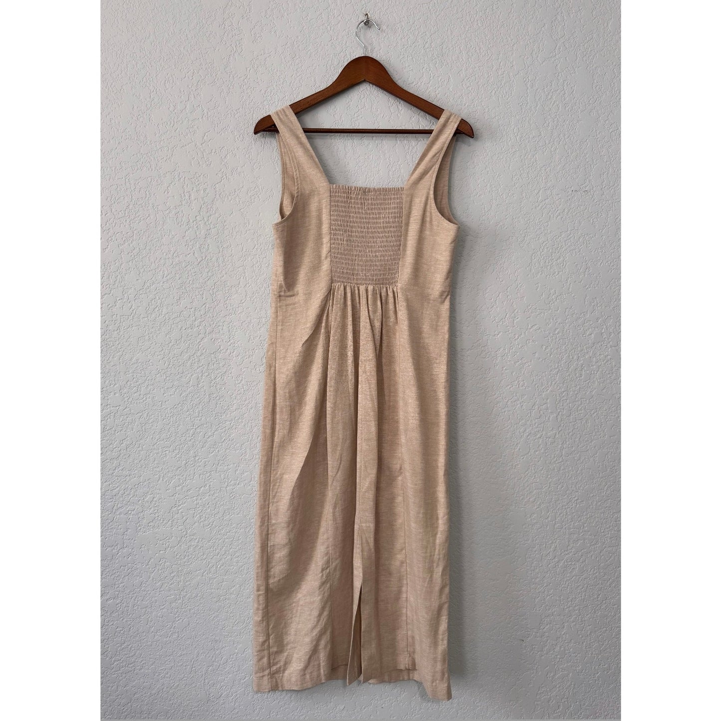 old navy linen blend sleeveless midi length dress