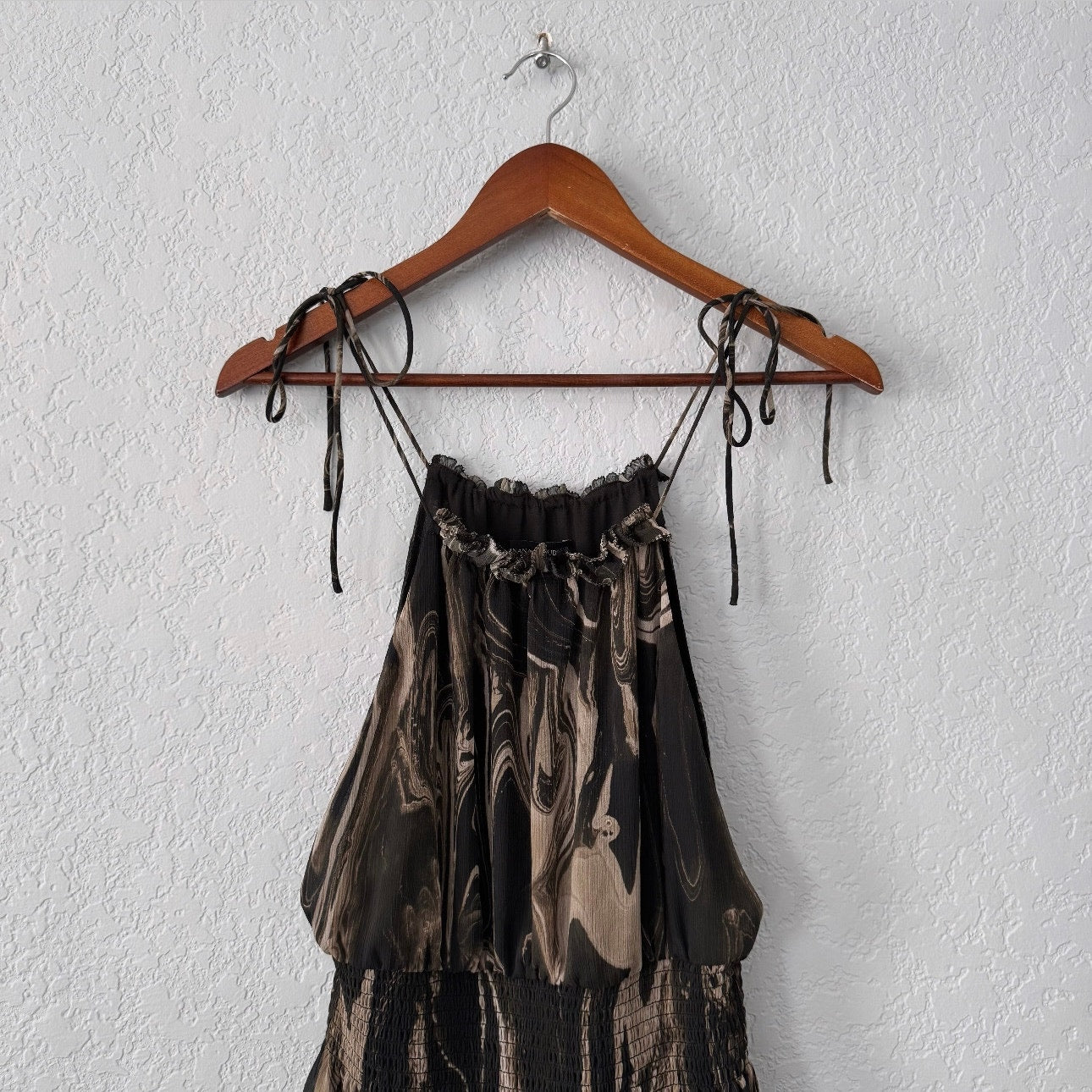 banana republic marbled spaghetti strap layered midi dress