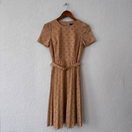 ann taylor eyelet short sleeve belted midi dress