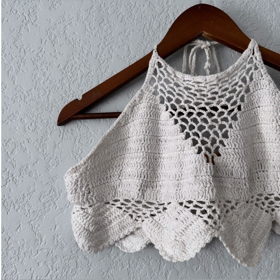 cotton on cropped crochet halter top