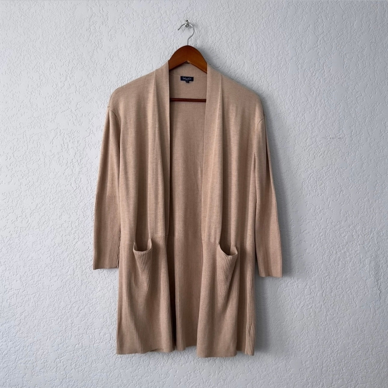 splendid cashmere blend long sleeve ribbed cardigan