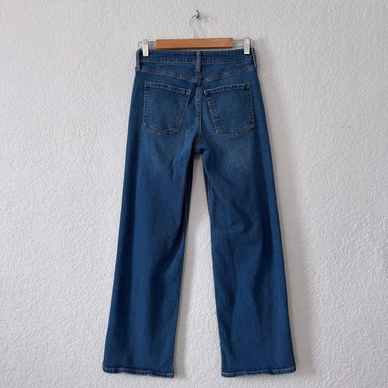 old navy dark wash blue denim high rise wide leg jeans size 2