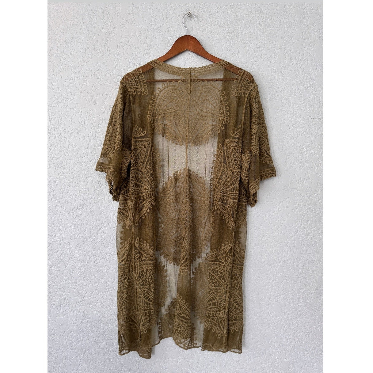 unbranded olive green one size lace kimono shawl