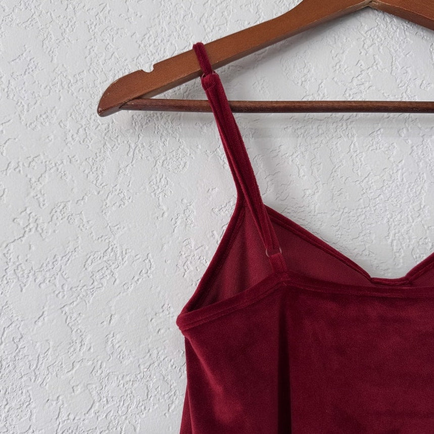 american eagle velvet bow front mini spaghetti strap dress