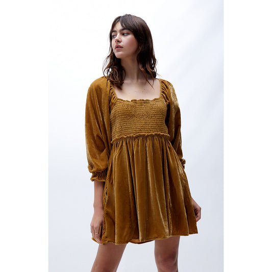 Free People Daphne Velvet Long Sleeve Mini Dress