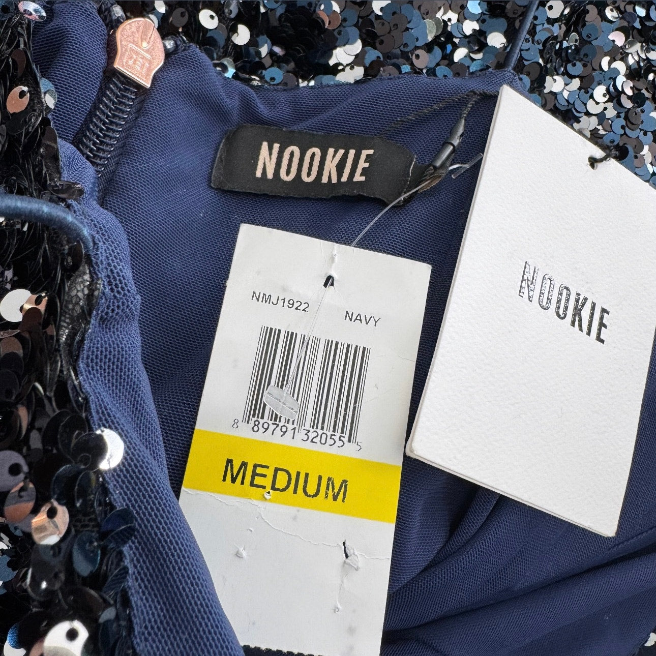 nookie spaghetti strap floor length sequin confetti gown