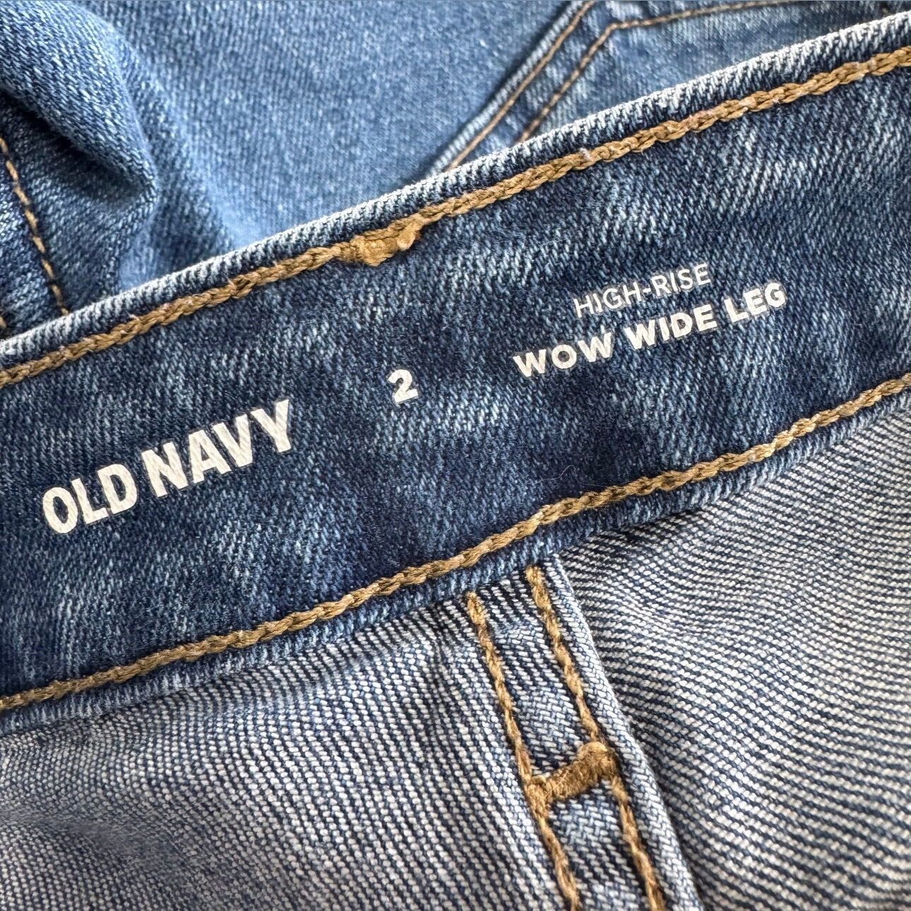 old navy dark wash blue denim high rise wide leg jeans size 2