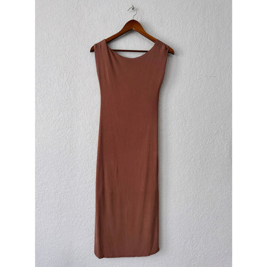 see you monday backless sleeveless midi dress