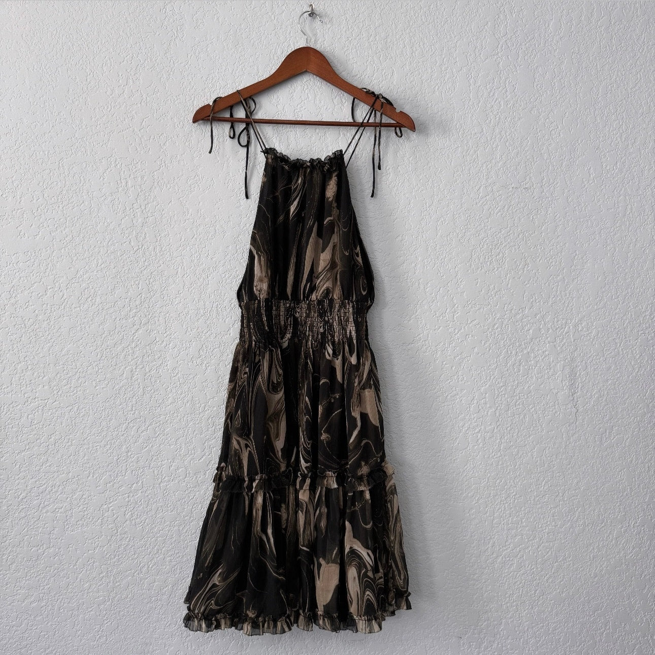 banana republic marbled spaghetti strap layered midi dress
