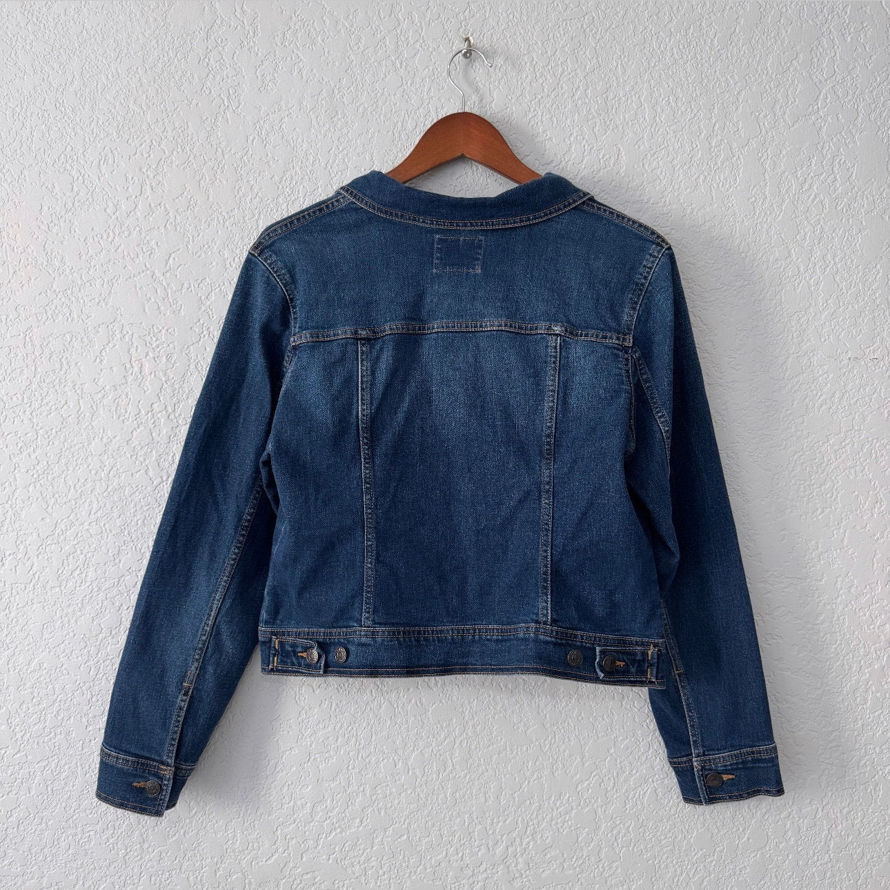old navy dark wash denim jean button up jacket