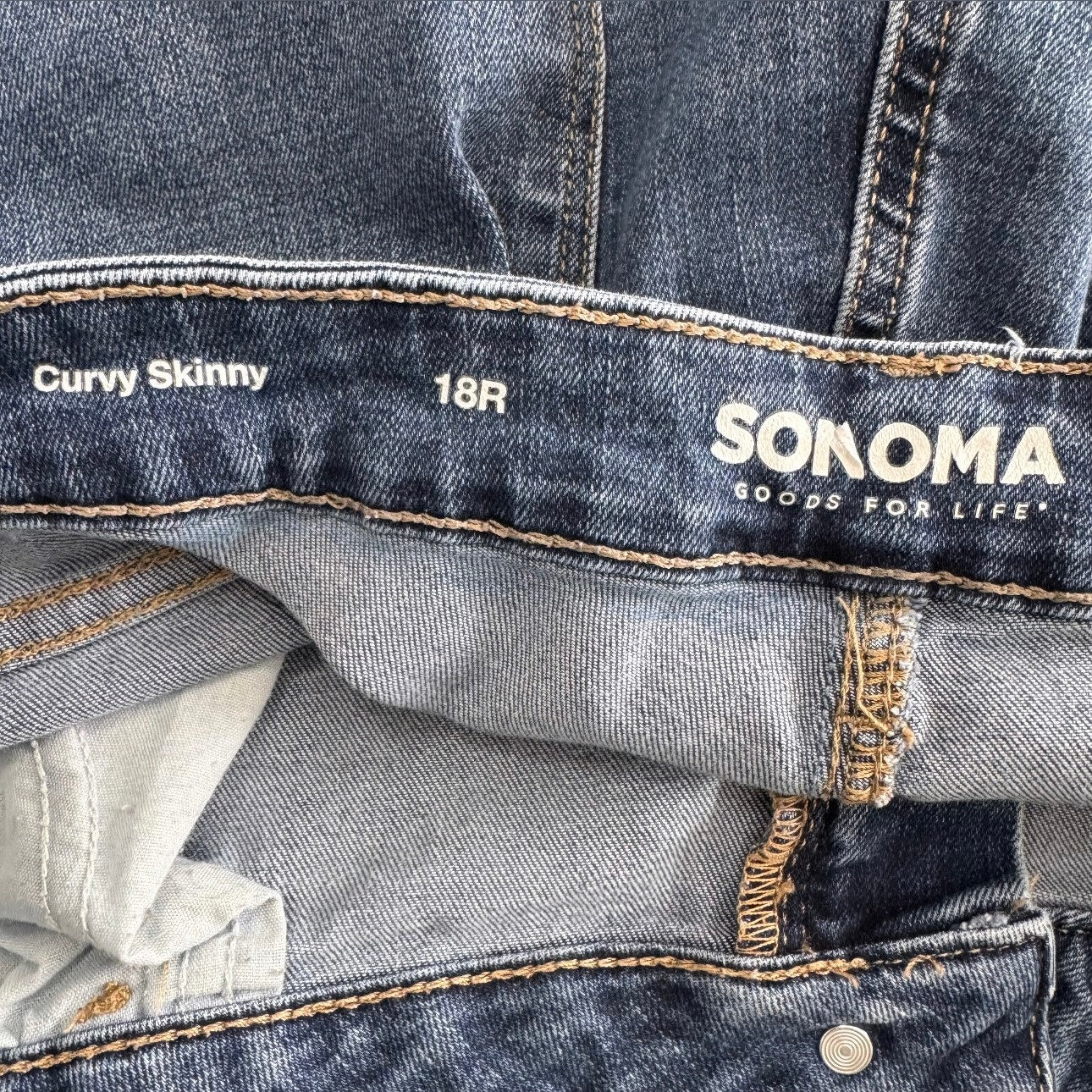 sonoma dark wash blue denim curvy skinny jeans