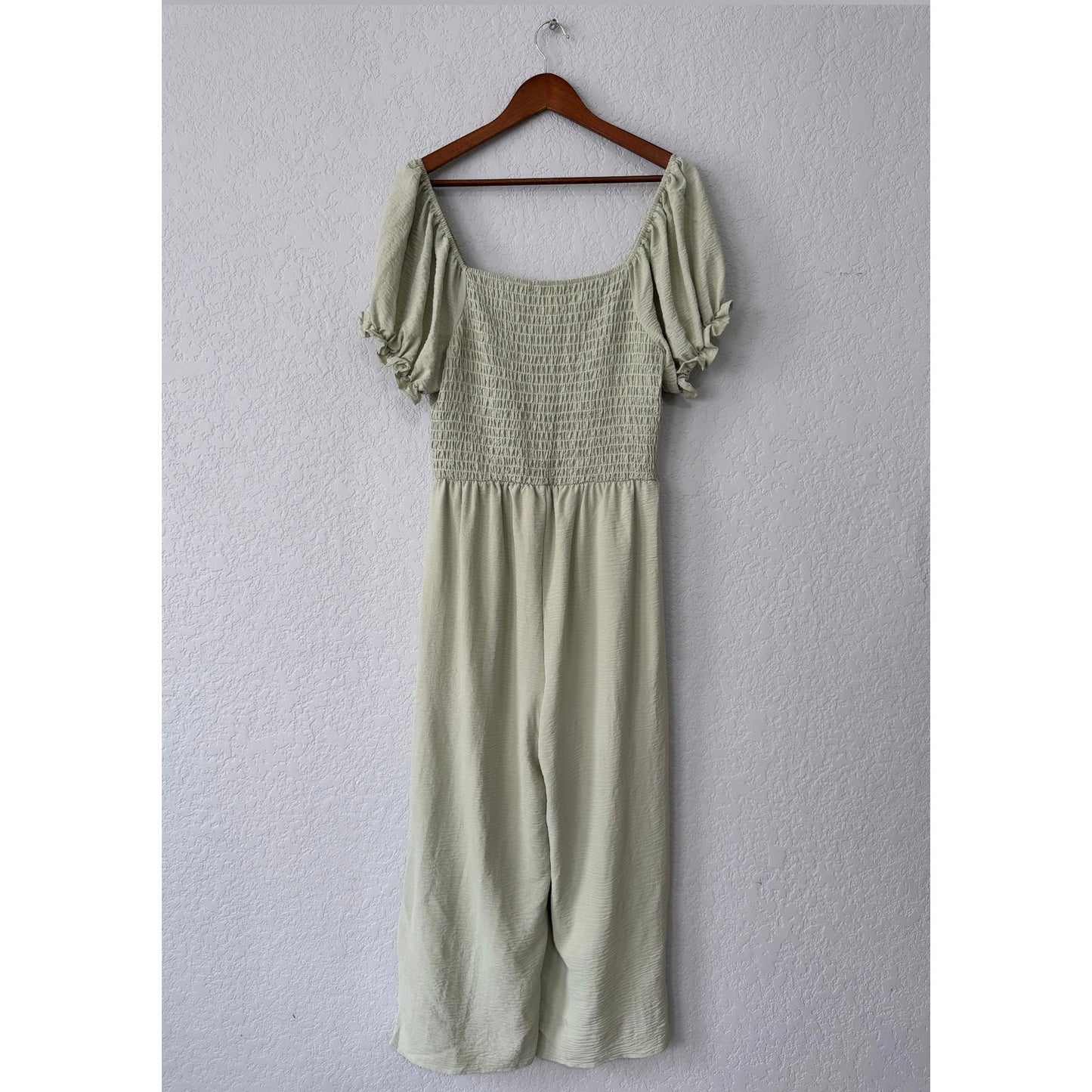 liberty love smocked puff sleeve wide leg jumpsuit