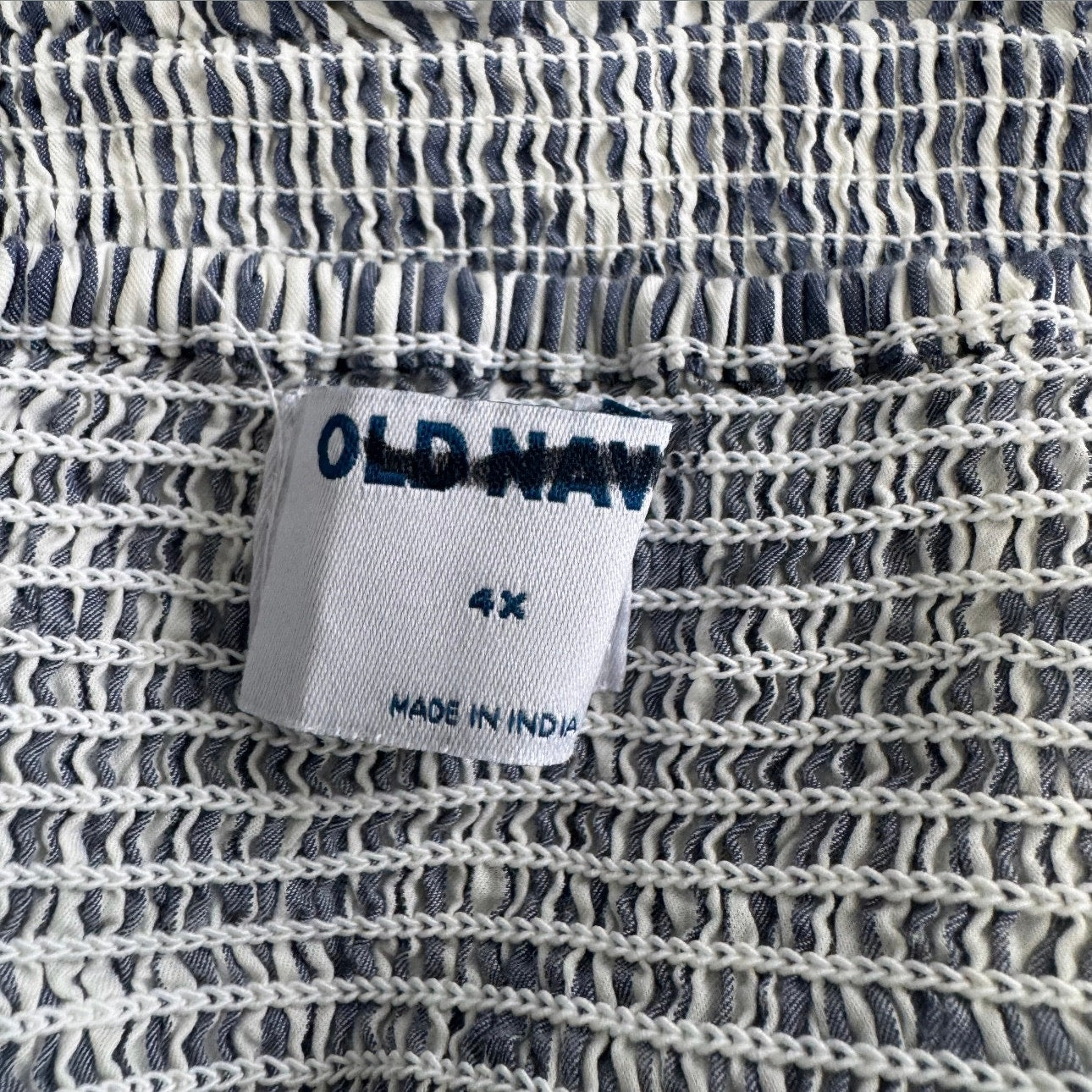 Old Navy Striped Puff-Sleeve Ruched Smocked Babydoll Blouse