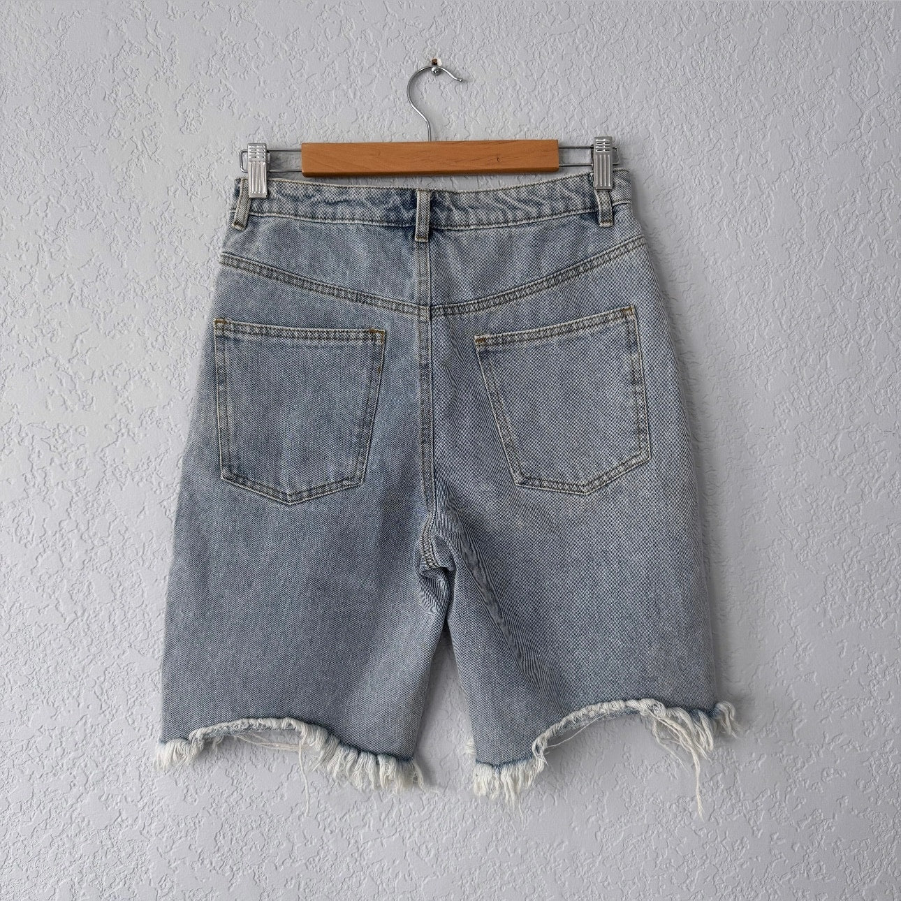 Beige Botany Light Wash Bermuda Jean Shorts