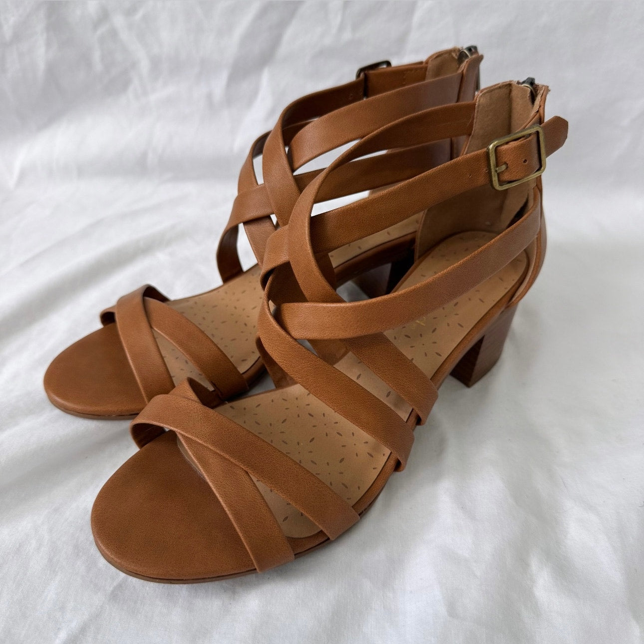 City Classified Brown Strappy Heeled Sandals SIze 8.5
