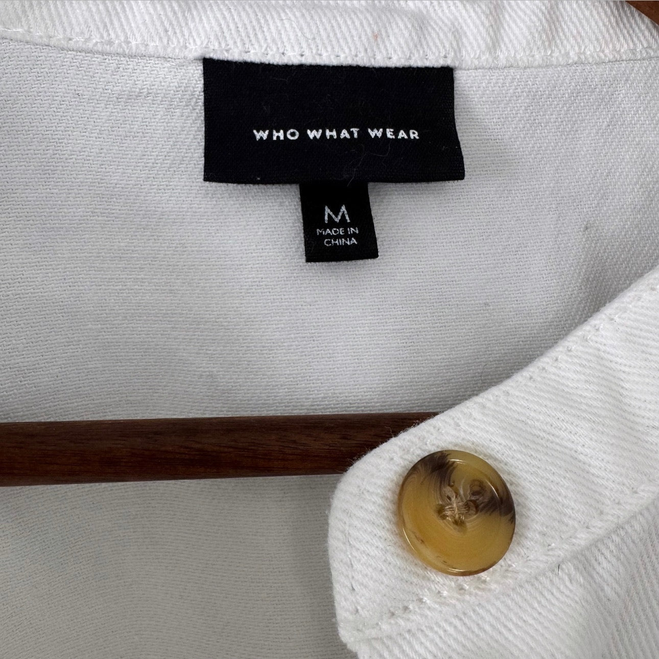Who. What Wear White Button Up Long Sleeve Denim Dress Size Medium
