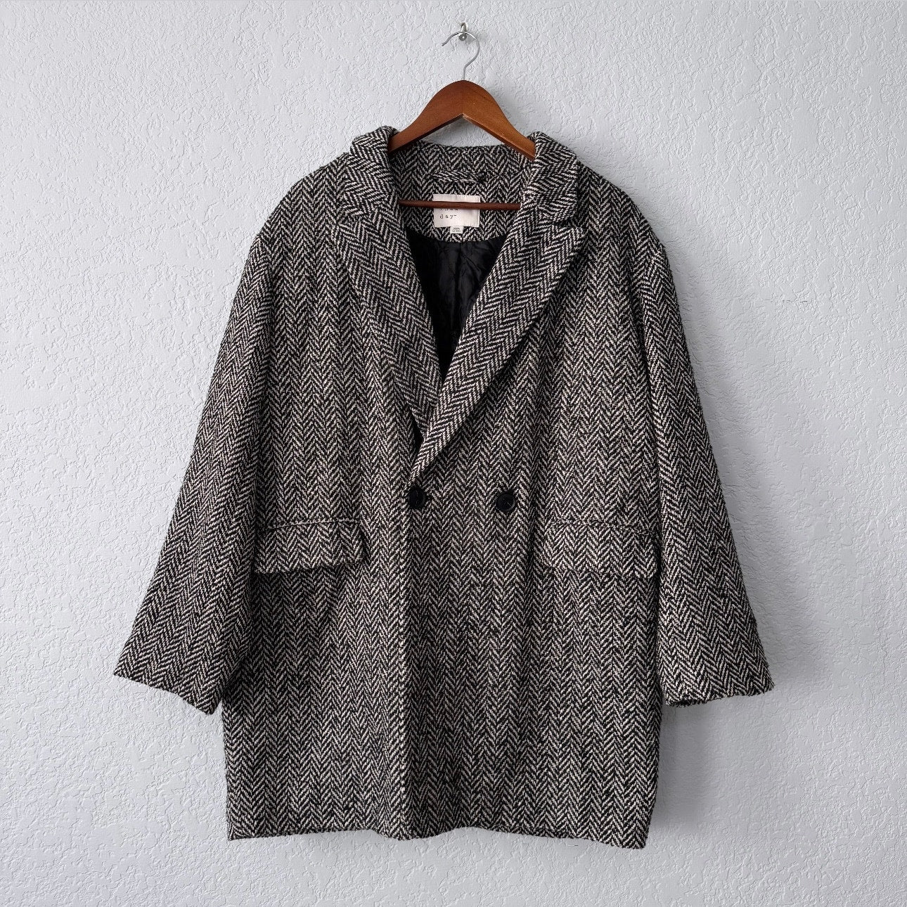 a new day herringbone double breasted coat