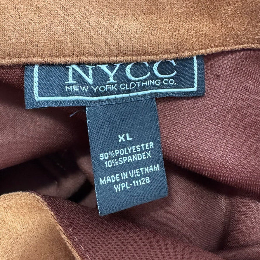 nycc faux suede button up long sleeve jacket