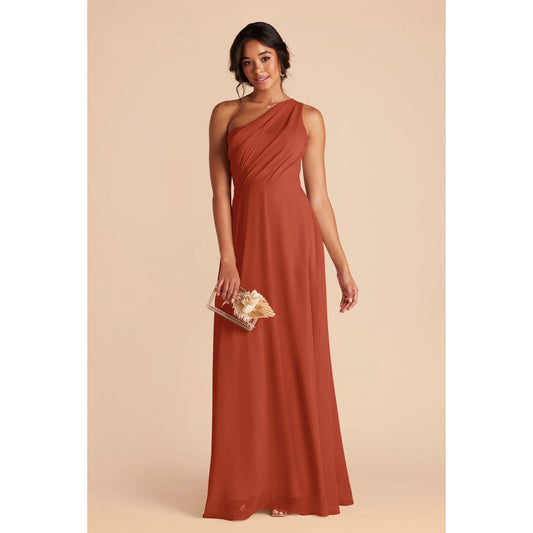 birdy grey kira chiffon one shoulder floor length dress