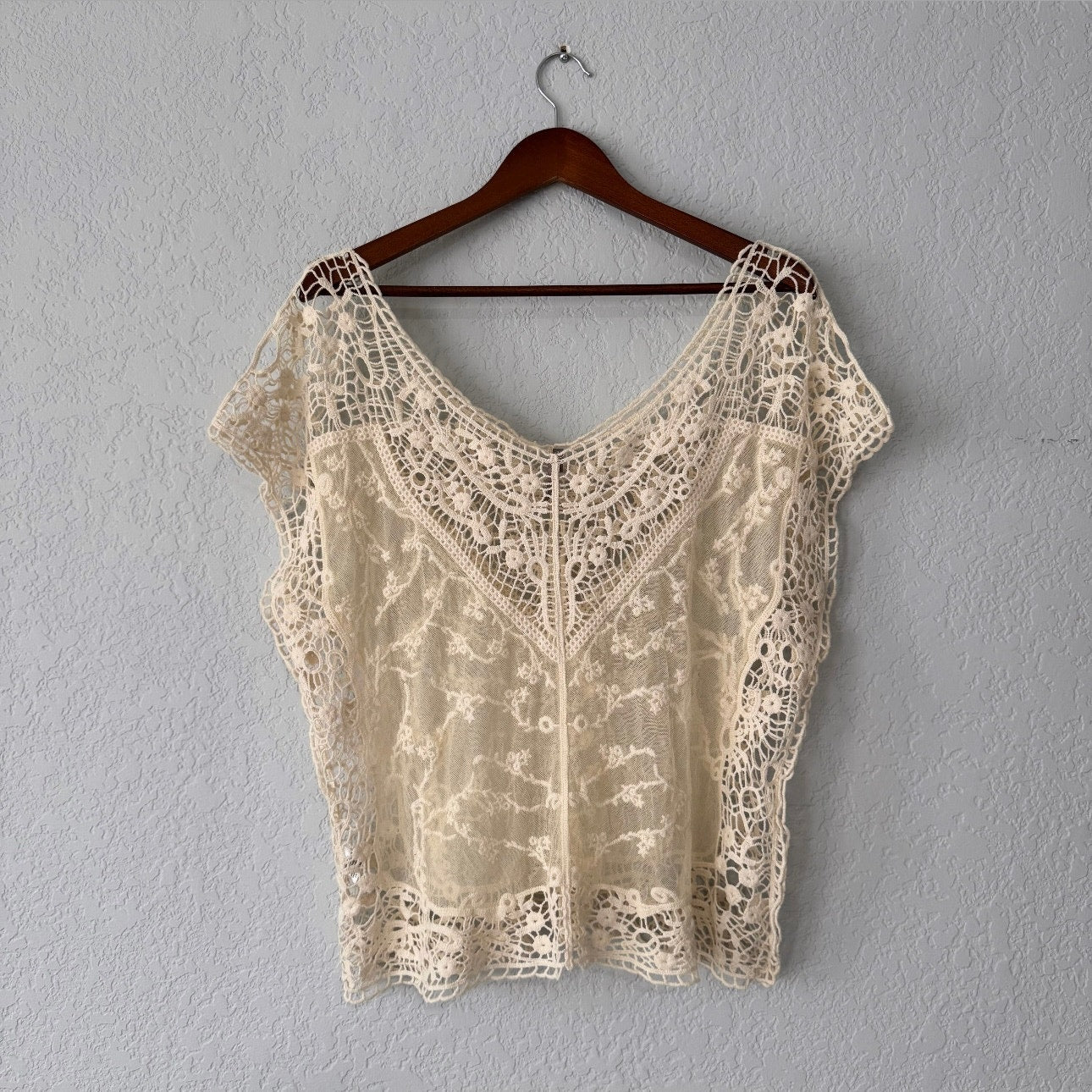 Vanity Short Sleeved Lace Coverup Tee