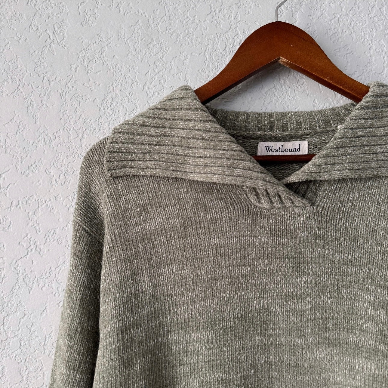 westbound casual long sleeve v-neck ribbed collar pullover sweater