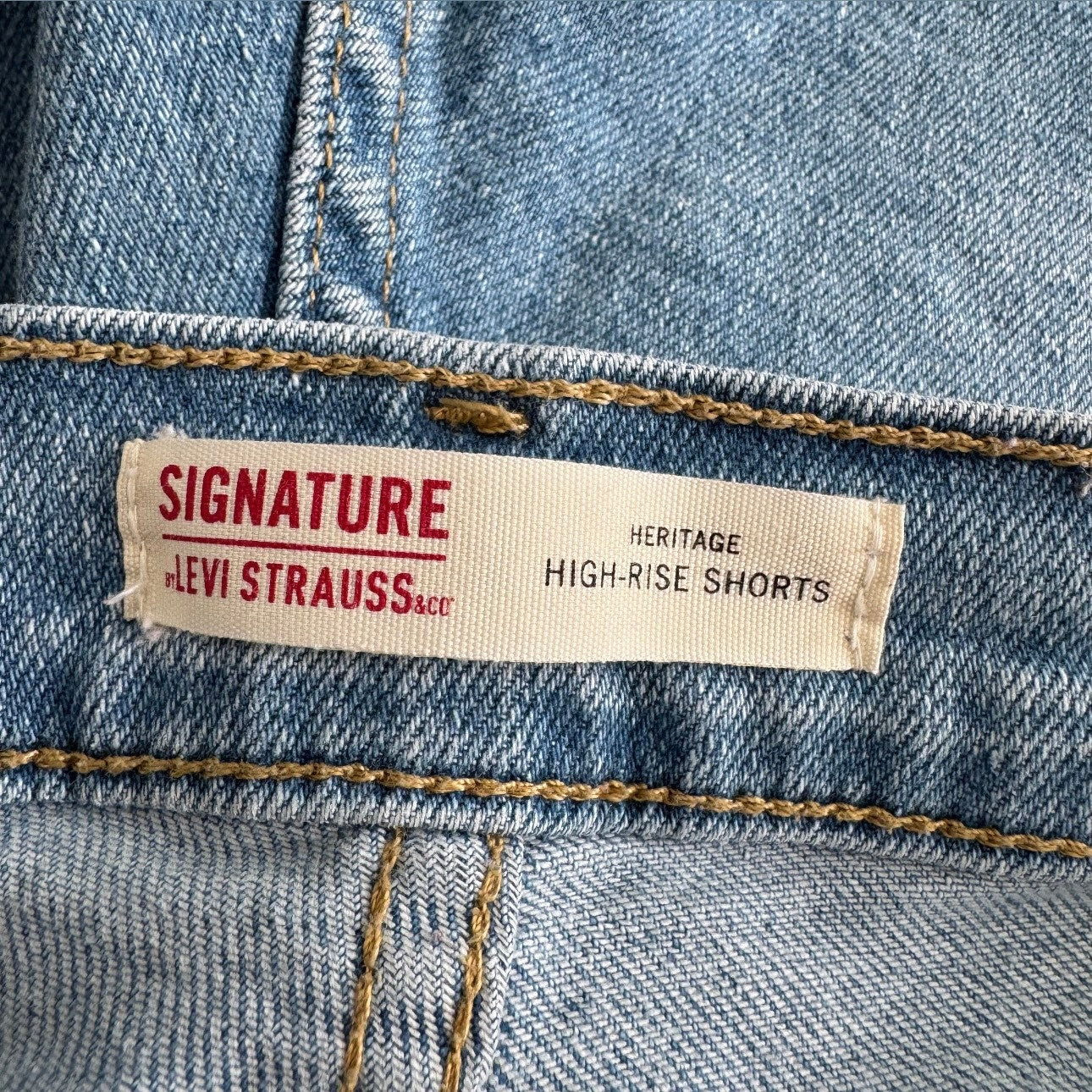 levi strauss light wash blue denim signature heritage high-rise shorts
