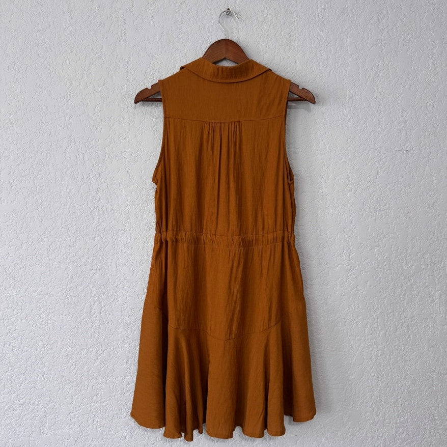 cozy co sleeveless tiered button up mini dress