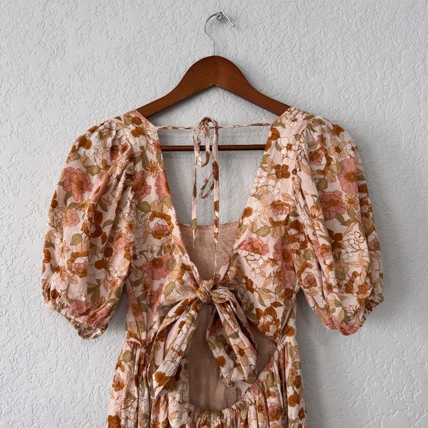 dress forum floral patterned puff sleeve babydoll mini dress