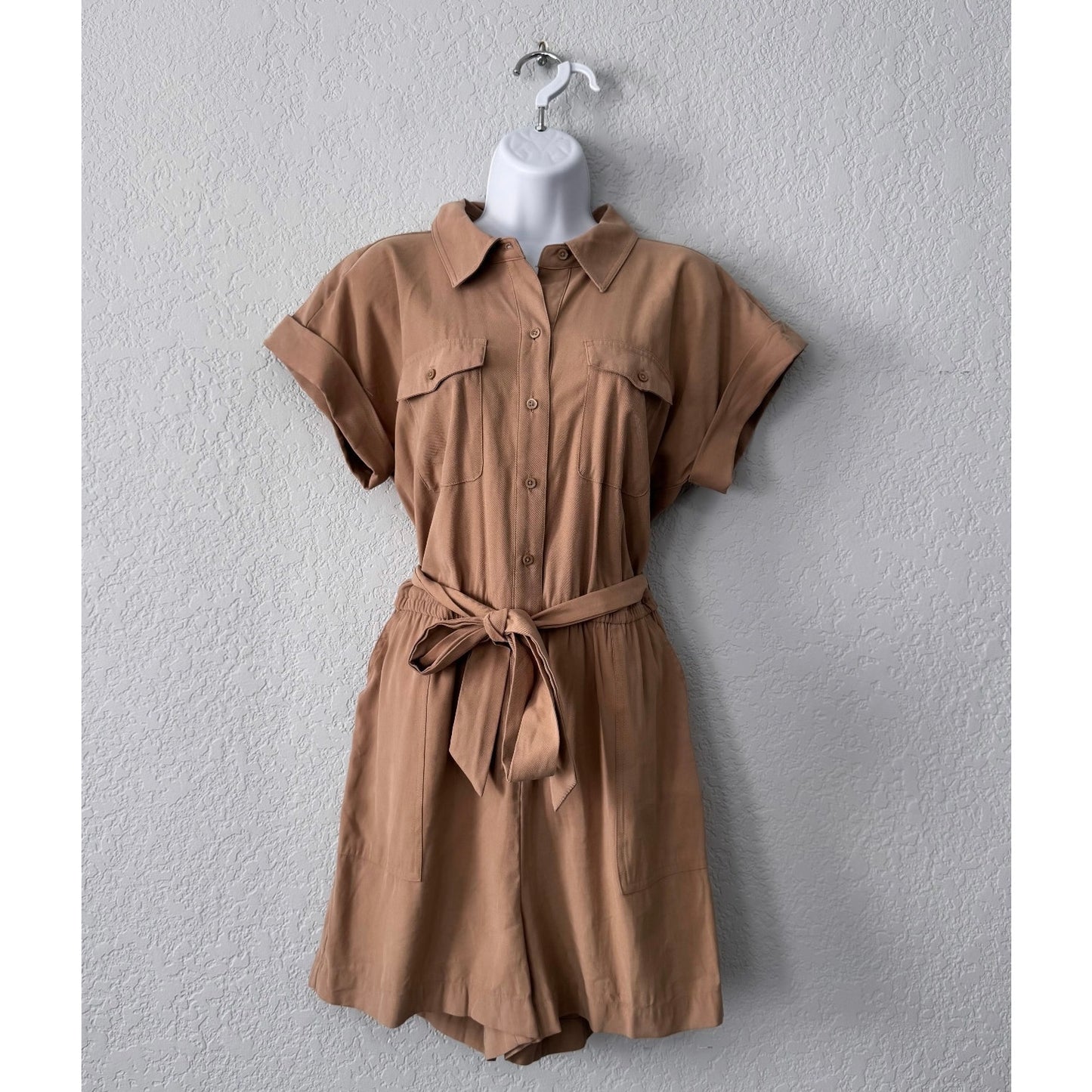simply vera wang belted utility short sleeve shorts romper