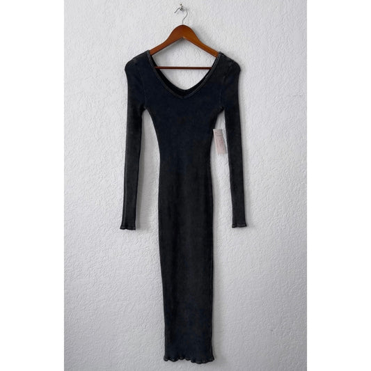 junie clothing long sleeve fitted ribbed maxi dress