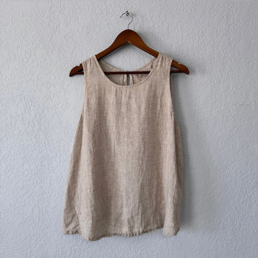 Yuvita Linen Flowy Open Back Tank