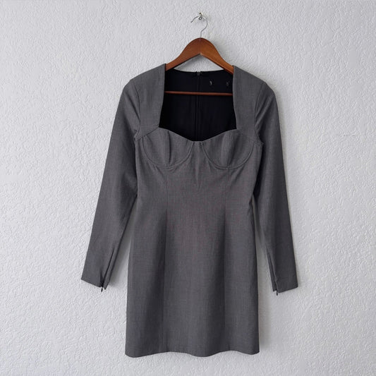 zara long sleeve office business casual mini dress