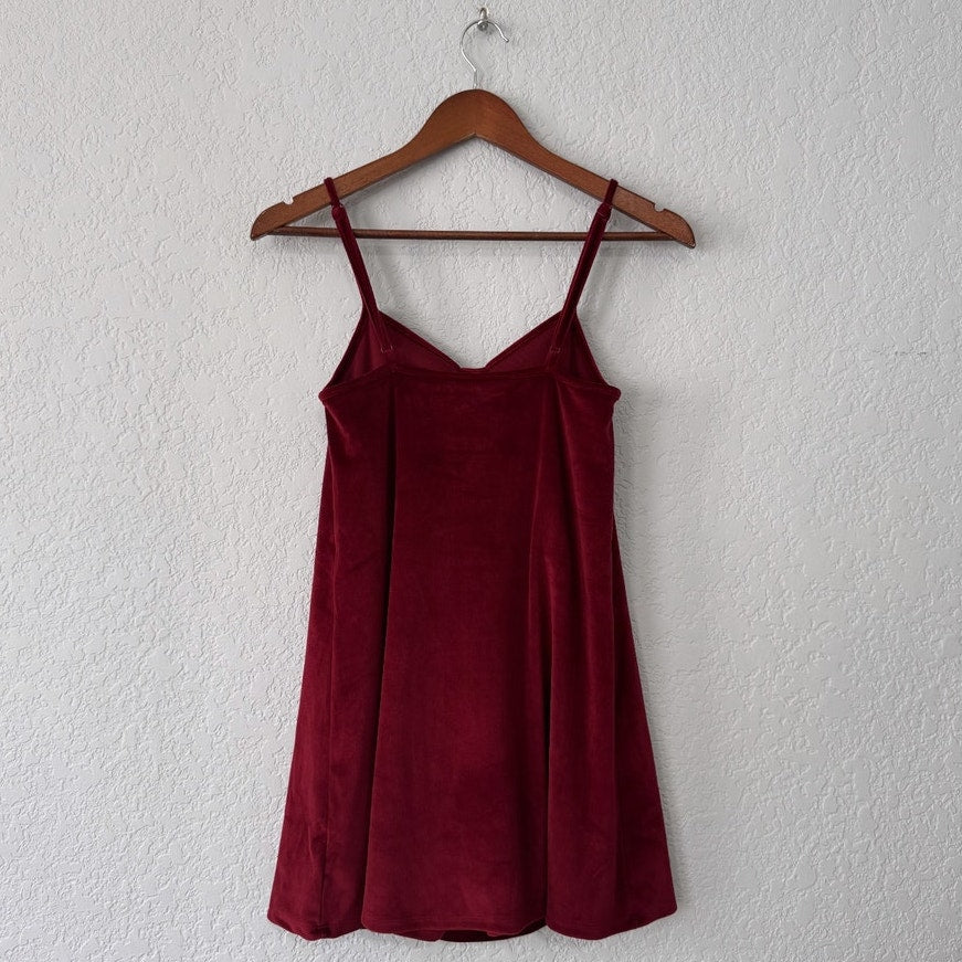 american eagle velvet bow front mini spaghetti strap dress