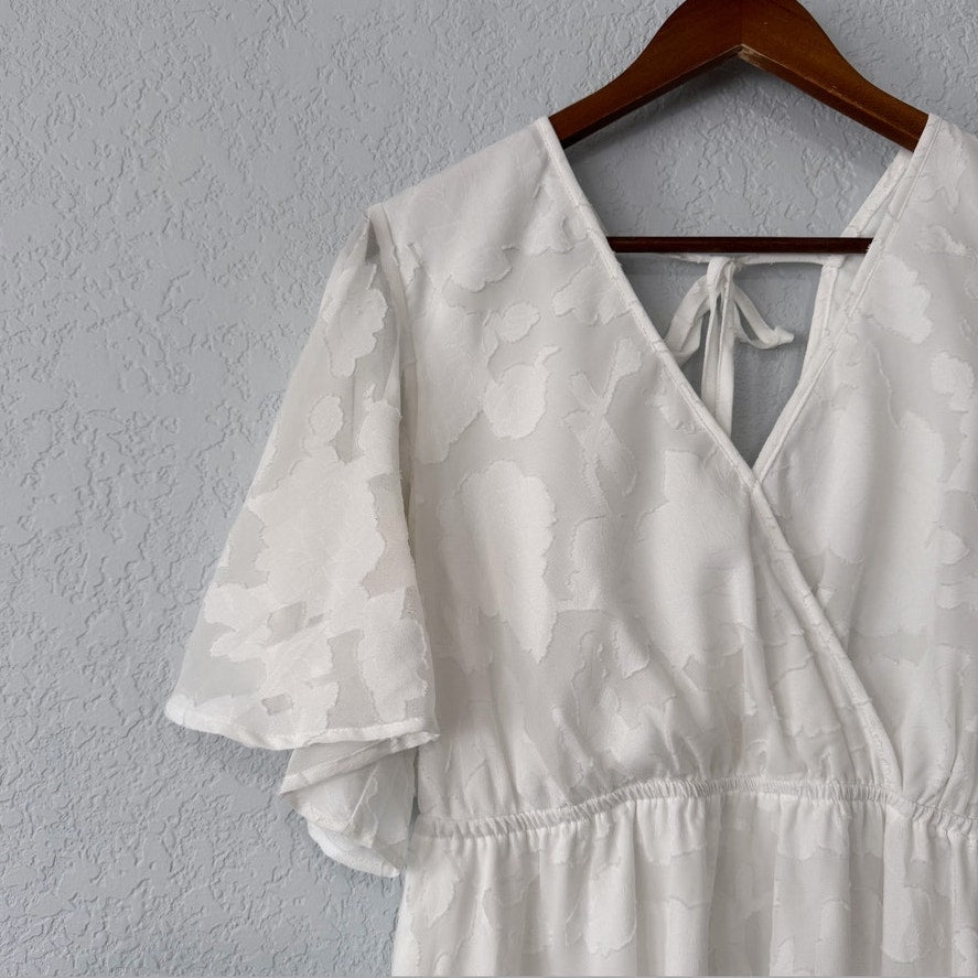 unbranded leaf print short sleeve flowy knee length dress