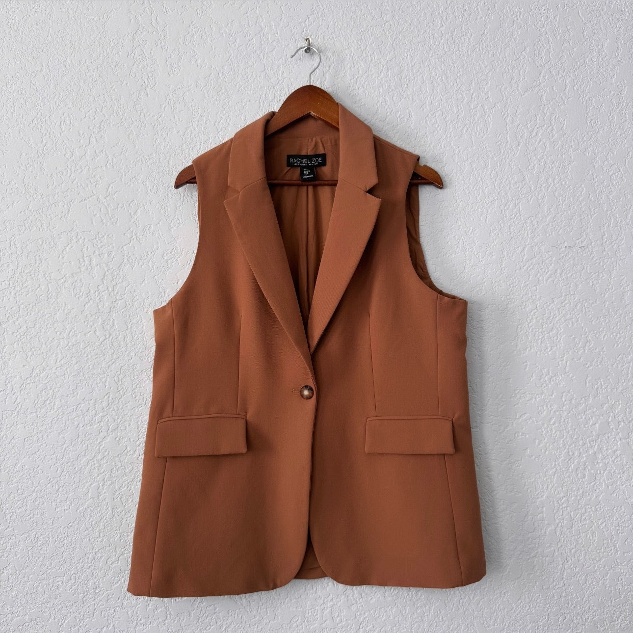 rachel zoe rust collared vest blazer
