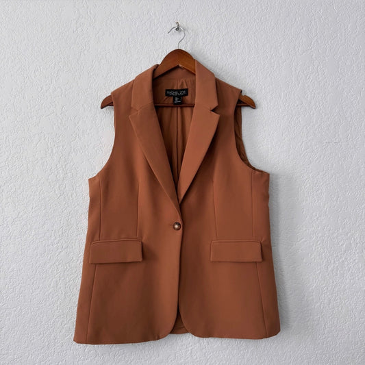 rachel zoe rust collared vest blazer