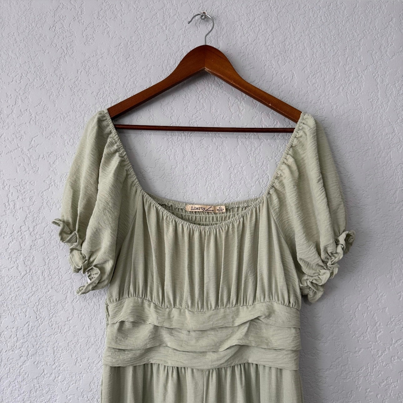 liberty love smocked puff sleeve wide leg jumpsuit