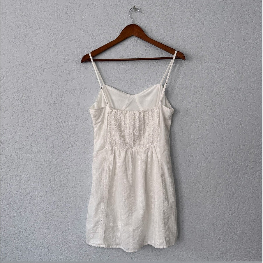 aeropostale solid sweetheart eyelet slim dress