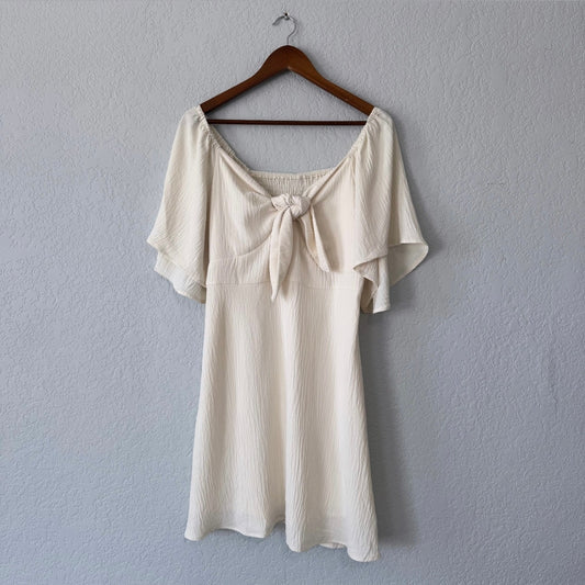 Unbranded Tie Front Short Flutter Sleeve Dress