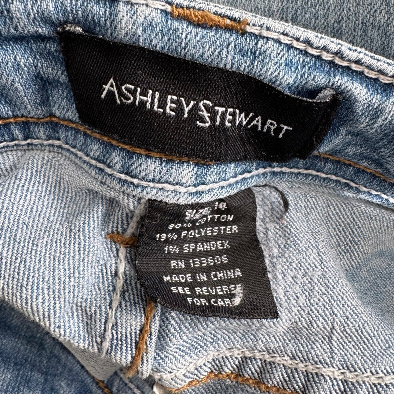 ashley stewart mid wash blue denim cropped capri jeans