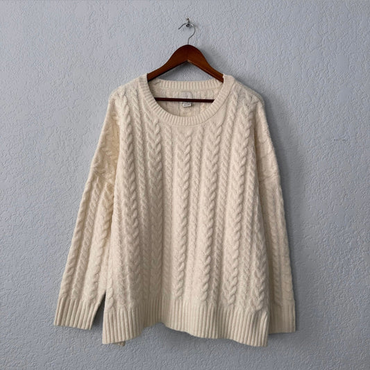 joie long sleeved soft cable crewneck sweater
