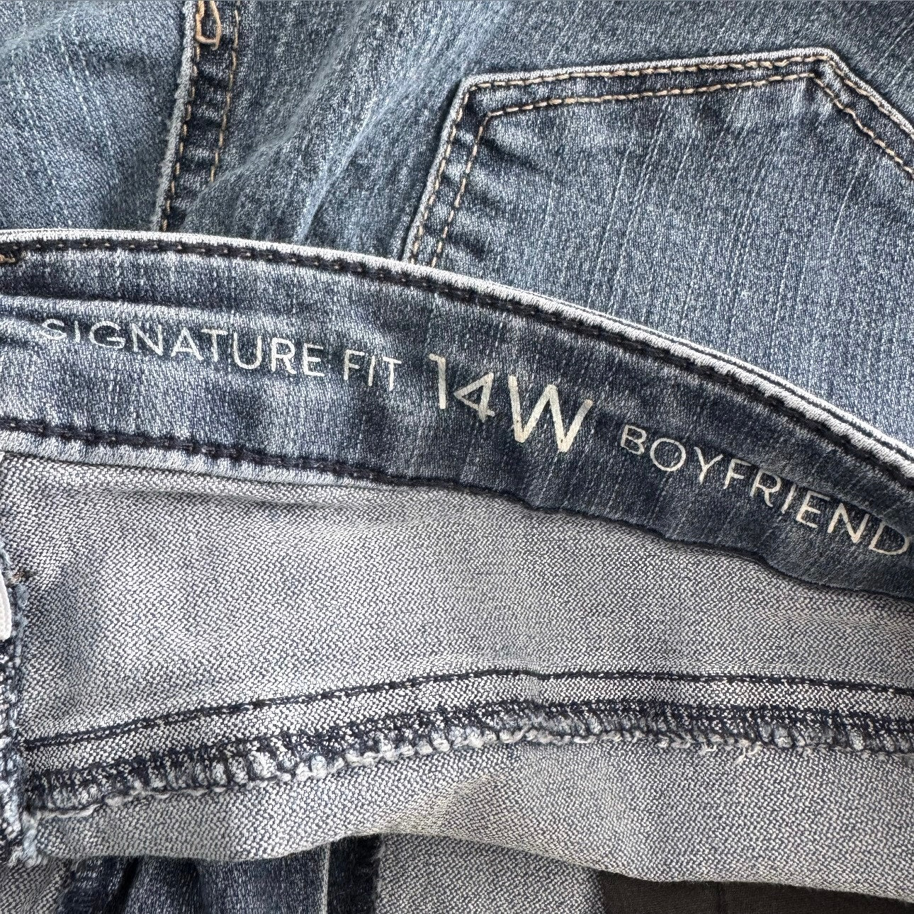 westport blue dark wash denim signature fit boyfriend jeans size 14