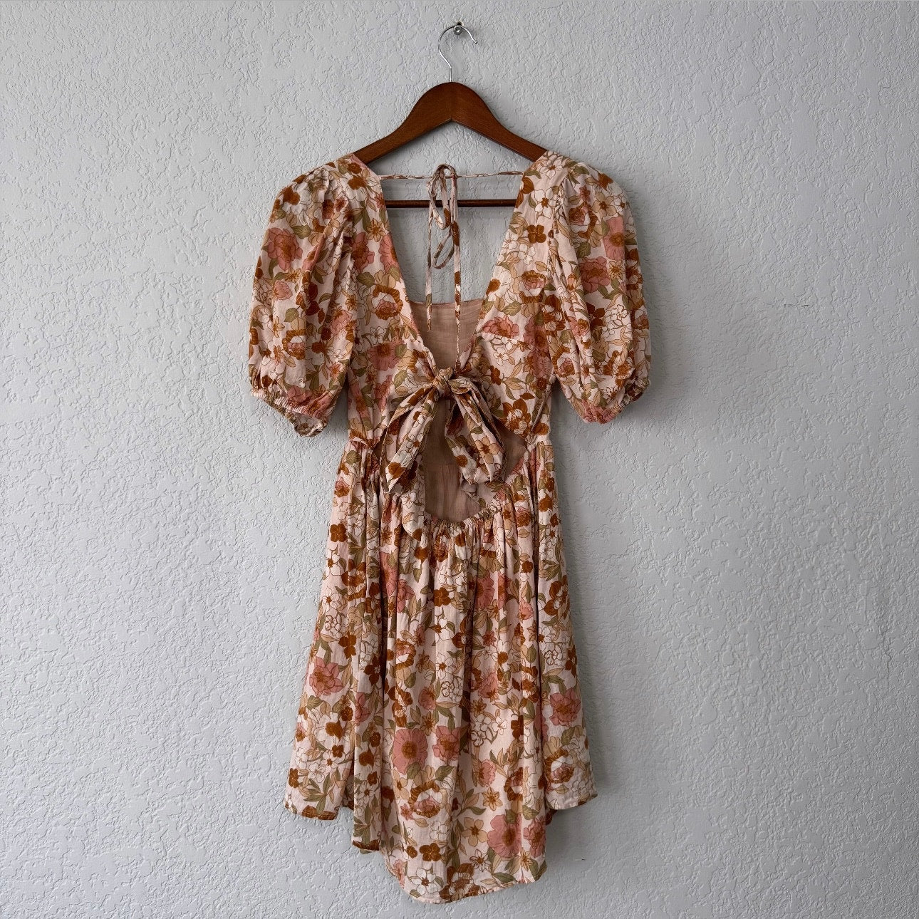 dress forum floral patterned puff sleeve babydoll mini dress