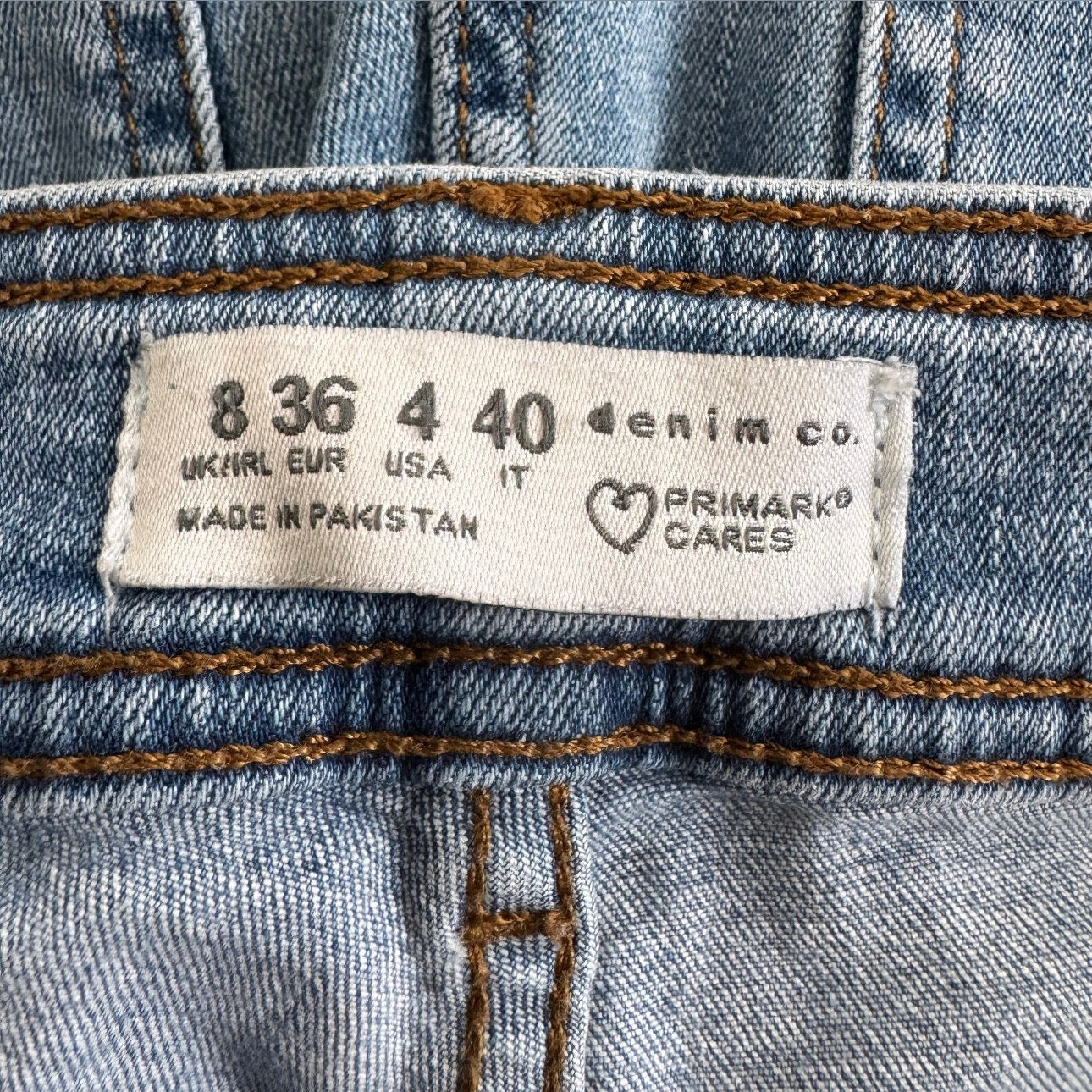 denim co primark cares mid wash blue denim wide leg high waisted jeans size 4