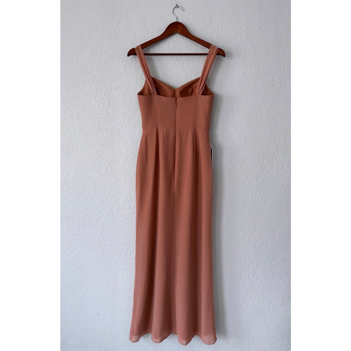 azazie bronzer sleeveless maxi length bridesmaid dress
