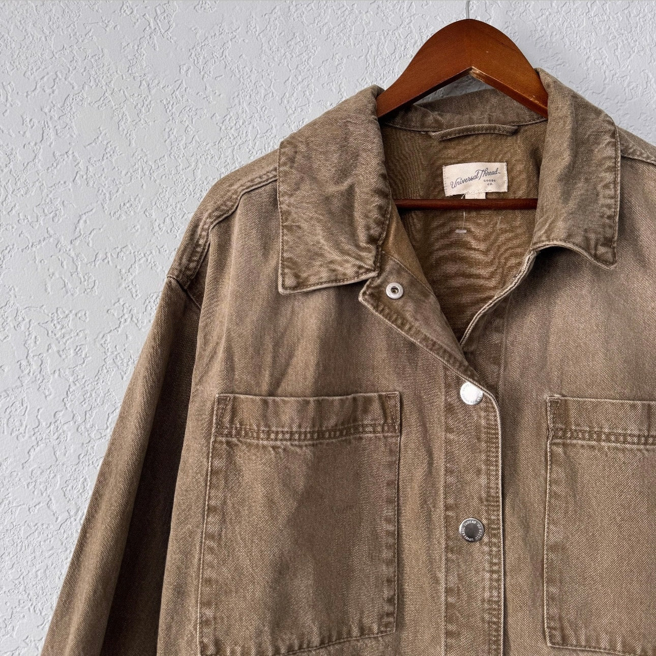 universal thread green washed denim button up jean jacket