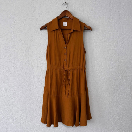 cozy co sleeveless tiered button up mini dress