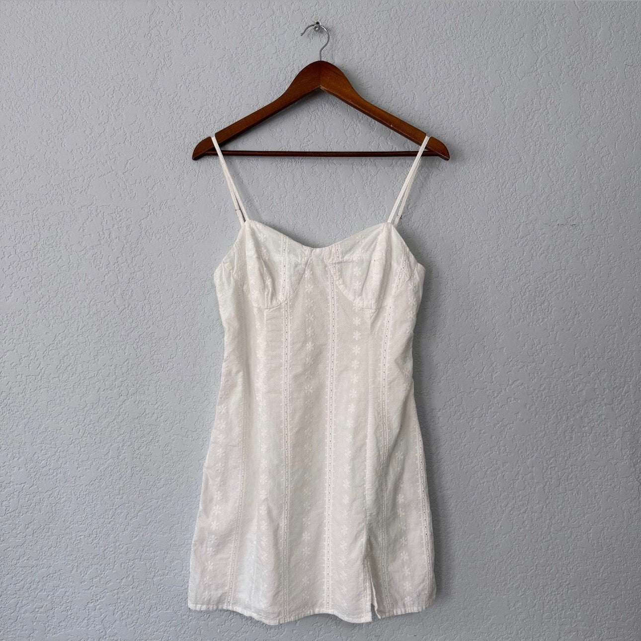 aeropostale solid sweetheart eyelet slim dress